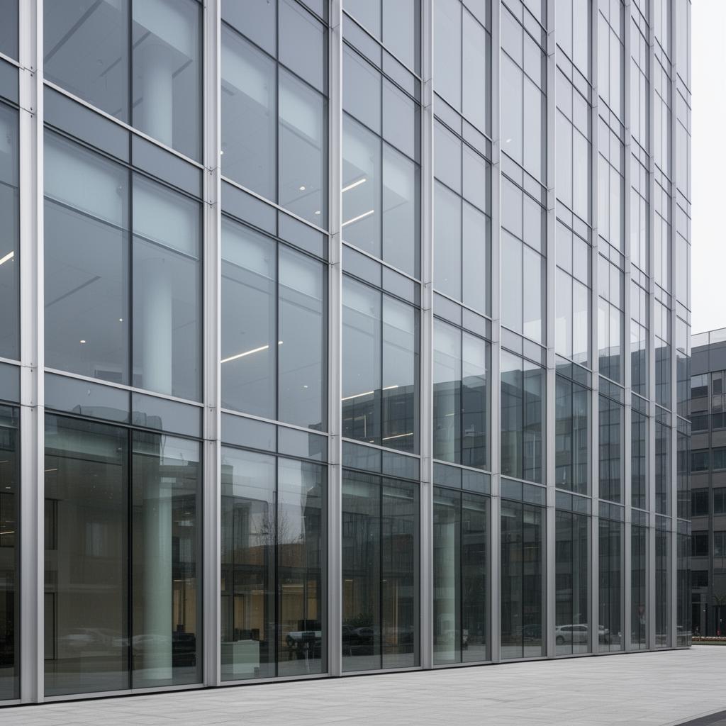 Fachada comercial com pele de vidro