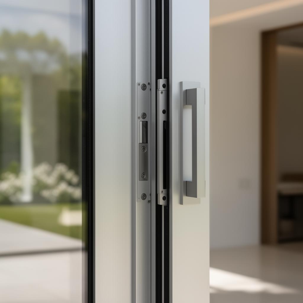 Detalhe de porta de alumínio premium