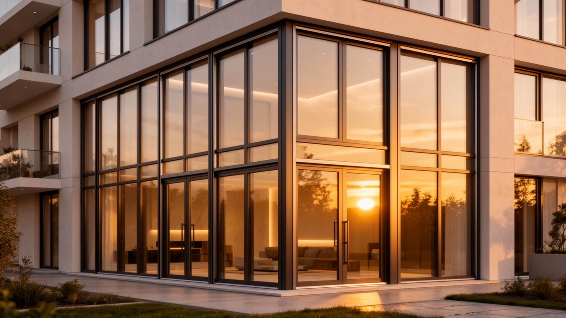 Fachada moderna com esquadrias de alumínio de alto padrão